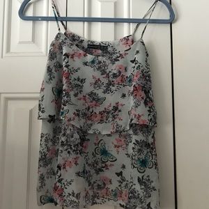 Flowy Thin-Strap Floral Shirt